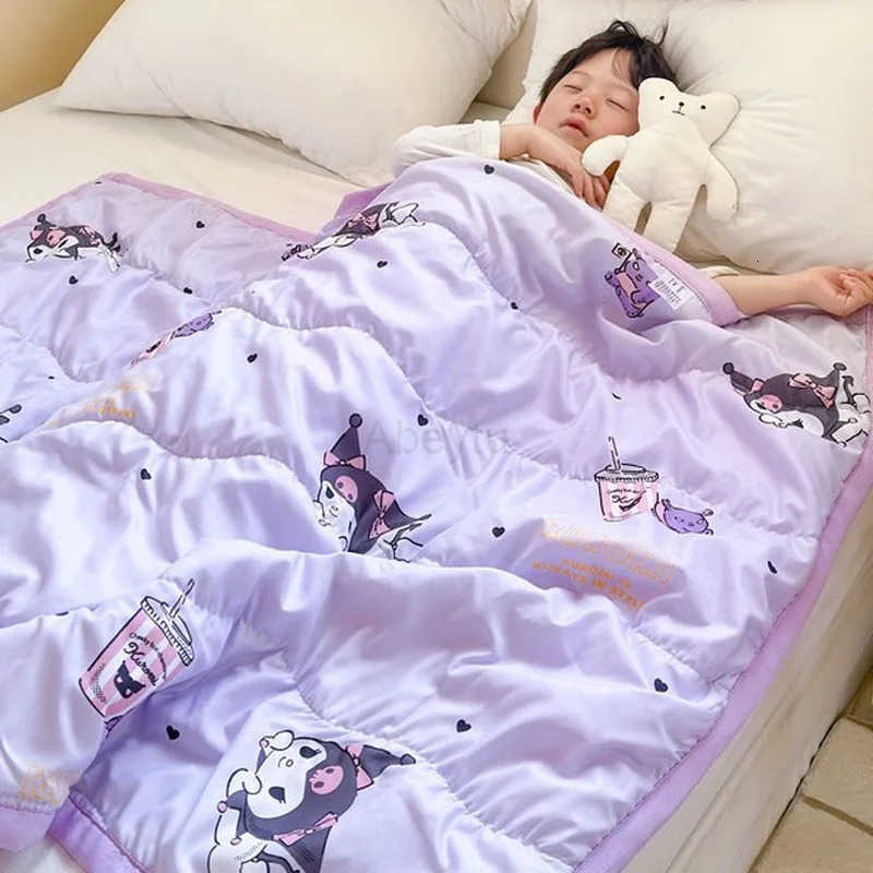 Sanrio Hello Kitty Kids Air Conditioning Quilt Kuromi Cinnamoroll Melody Summer nap blanket machine washable Sofa Blanket H251201