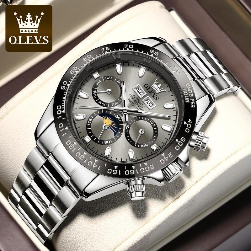 OLEVS Designer Luxury Men's Watch Fashion Sun Moon Night Light Waterproof Mechanical Watch Versatile Outdoor Sports Watch Free Shipping Wholesale