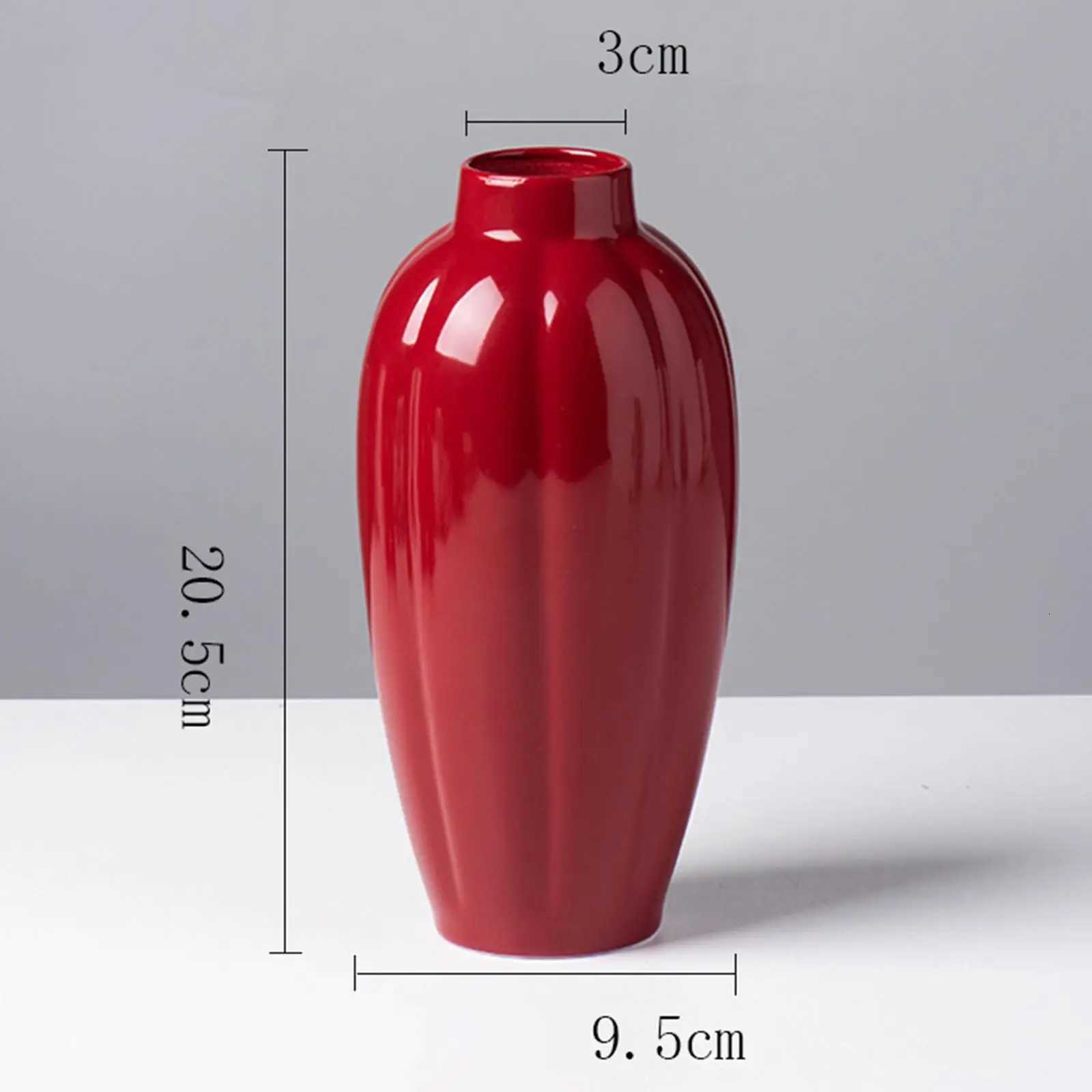 Ceramic Red Vase Desktop Ceramic Vase Rustic Small Red Vase Flower Vases for Bedro Kitchen Farmhouse He Off Y251201