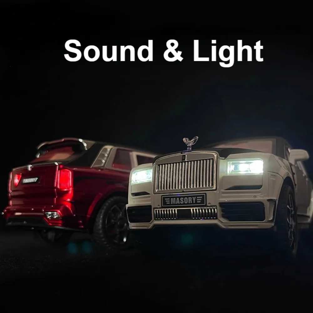 Scale 124 Rolls Royce Cullinan Mansory Car Model Toy Alloy Body Rubber Tires SUV Models Simulation Sound Light Kids Presents L251201