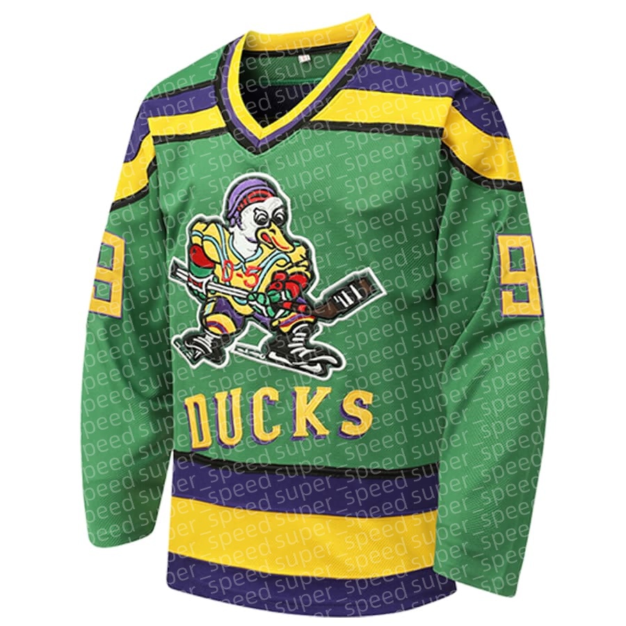 V-neck ice hockey jersey men's Green Duck Banks 99, casual holiday long sleeved shirt suitable for outdoor sports, classic and fashionable embroi