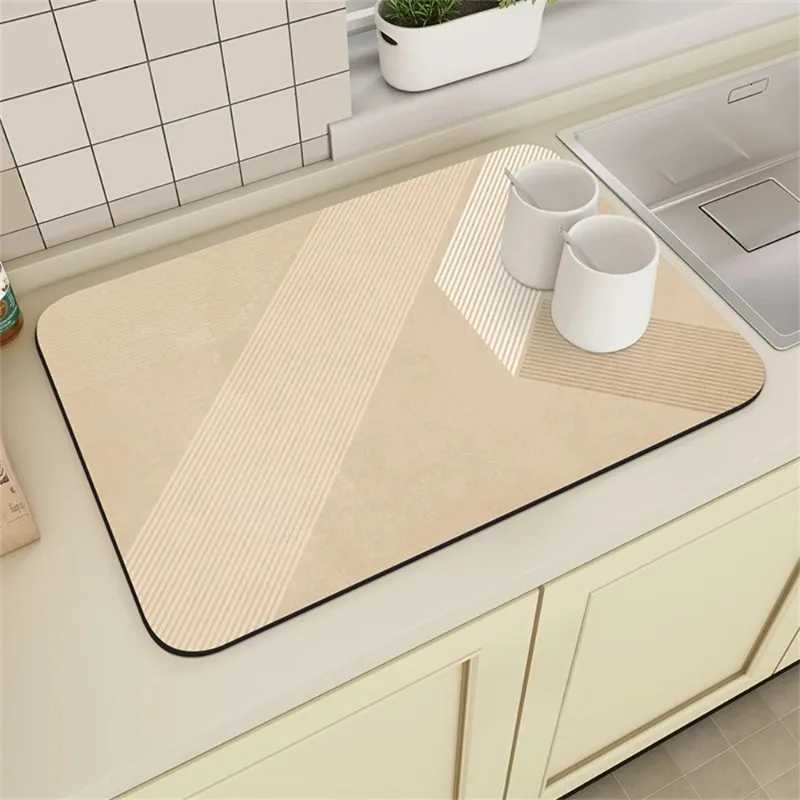 Coffee Machine Drain Mat Kitchen Countertop Absorbent Mat Cream Diatom Mud Pads Simple Table Washable Dry Non-slip Mat Y251201