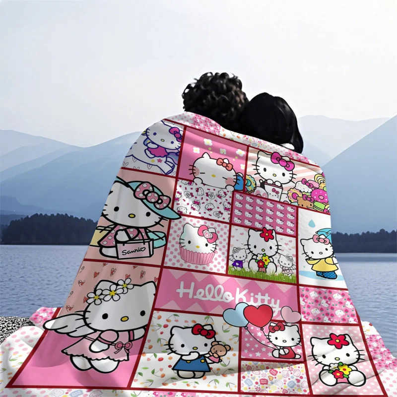 Sanrio Hot Cartoon Anime Hello Kitty Blanket Digital Printing Soft and Comfortable Sofa Covered Blanket Children Nap Sleeping Blanket H251201