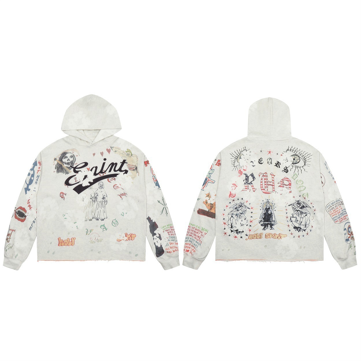 Tear Tree Pattern Camouflage Full Print Hoodie Pullover Sweatshirt Unisex Trendy Brand