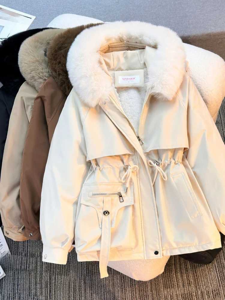 New in Womens Autumn Winter Fashionable Loose Hooded Jacket Solid Color Casual Thick Warm Zipper Parka Coat Clothes TopsT251201