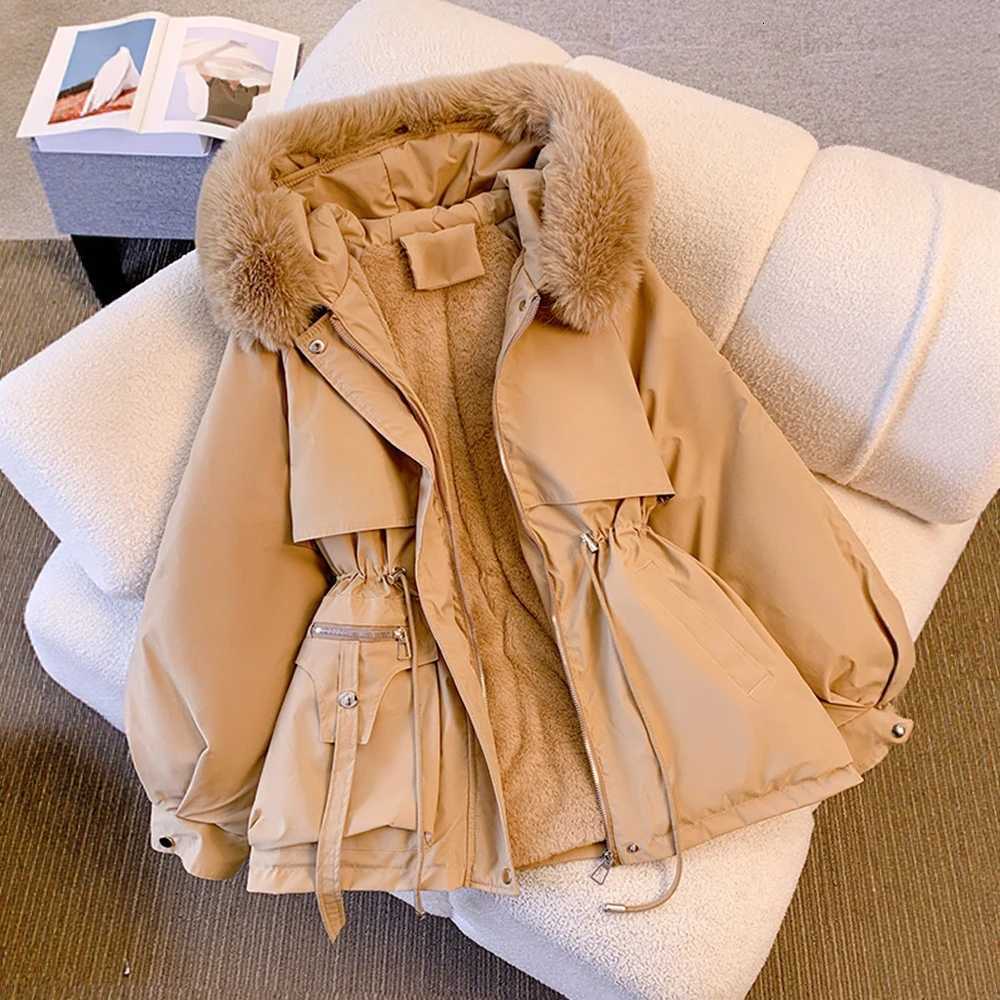 Womens Coats Cotton-Padded Plush Warm 2025 Autumn Winter Parkas Long Sleeve Hooded Fit Casual Outerwear Out Door JacketsT251201