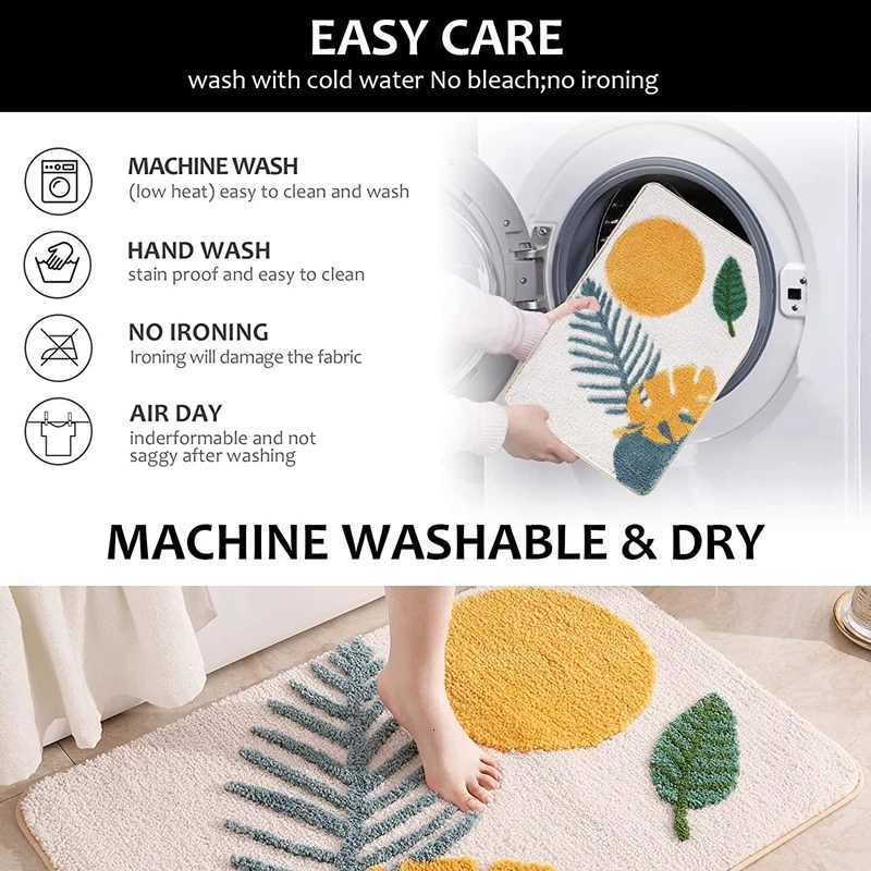 40x60cm 50x80cm Abstract Leaves Big Bath Mat Non Slip Boho Bath Rug Soft Microfiber Floor Mats for Tub Bathro Indoor Doormat H251129