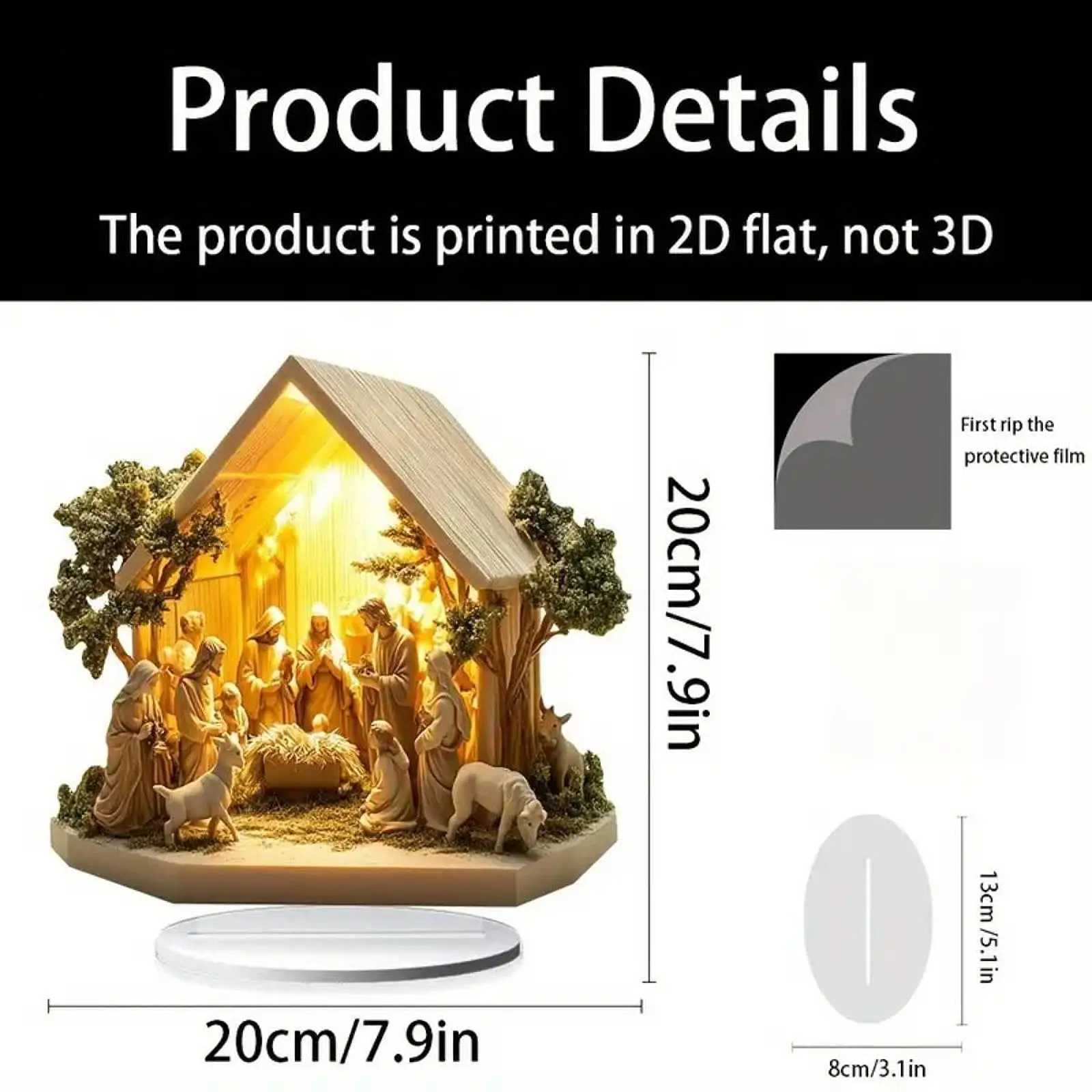 Christmas Nativity Scene Figurine Holiday Statue Desk Acrylic Table Ornament nativity scenes for christmas table Centerpiece H251129