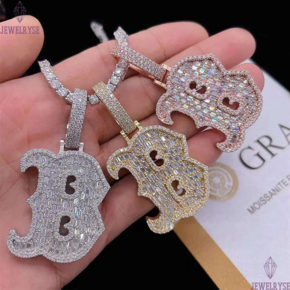 GRA Certificate Sterling Sier VVS Dia Iced Out Jewelry Initial Letter Custom Moissanite Pendant Hip Hop