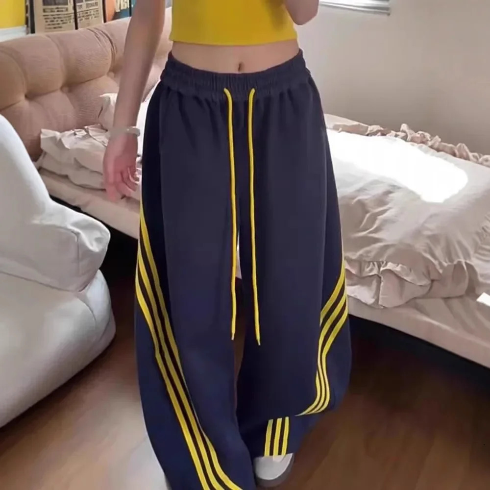 American Retro Three Bars Wide Leg Knife Edge Sweatpants Unisex Casual Sporty Loose Fit Autumn Spring Trendy Long Trousers 251201 - view 3