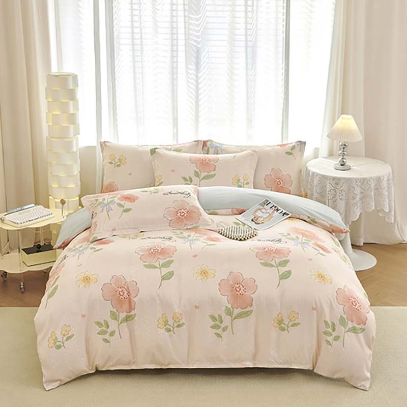 Luxurious Cloud-Like Voile Cotton Bed Sheet Set with Quilt Cover & Pillowcases - Soft Four-Piece Ensemble bedding