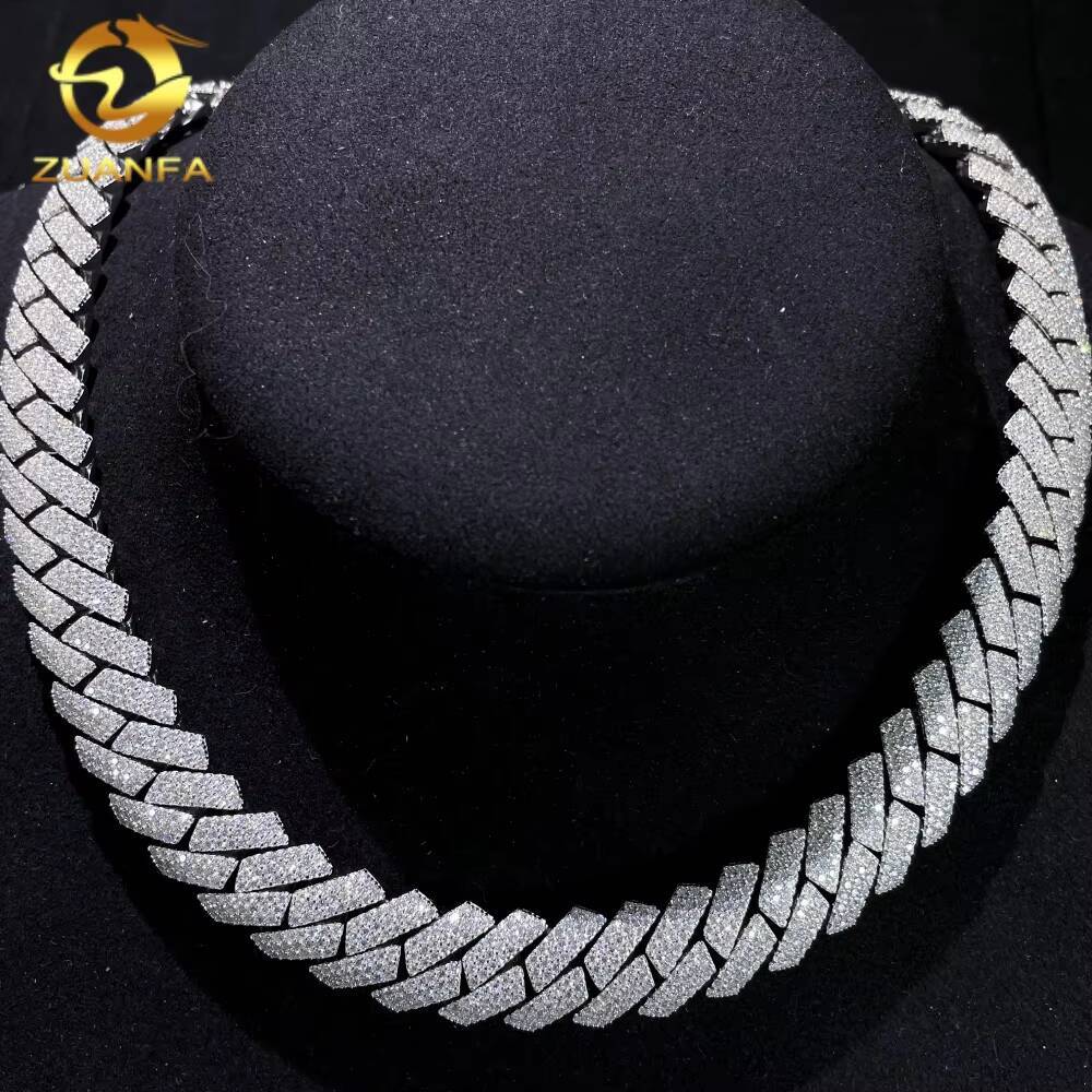 Cheapest Price Promotion 15mm Men Necklace Custom Clasp Iced Out Moissanite Solid 925 Silver Hip Hop Jewelry Cuban Link Chain