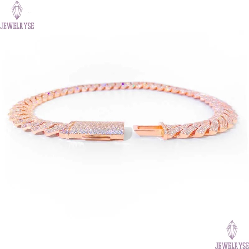 Bracelet Designer Jewelry Cuban k High Quality 3 Rows VVS Moissanite Dia Chain White Rose Gold Plated Hip-hop Chains for Men Necklace