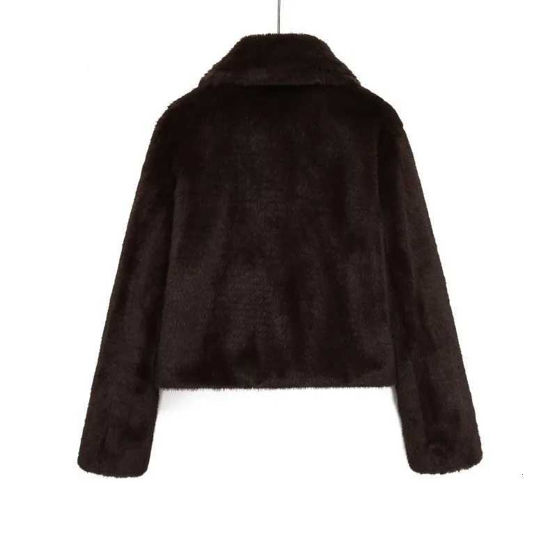 CharmCant Brown Faux Fur Coat for Women 2025 Winter New in Elegant Long Sleeve Top Fluffy Cardiga Hot Outerwears Jackets FemaleT251201