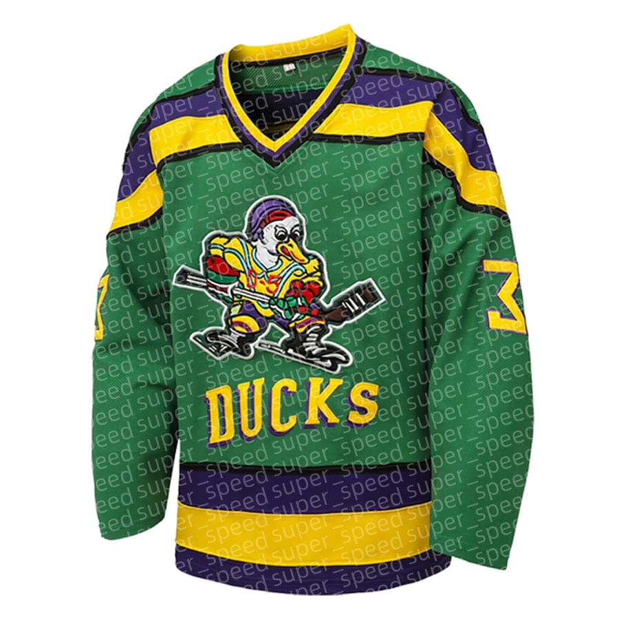 Classic fashion embroidery, casual holiday men's V-neck long sleeved shirt, Goldberg 33 ice hockey jersey with green duck, machine washed and fit