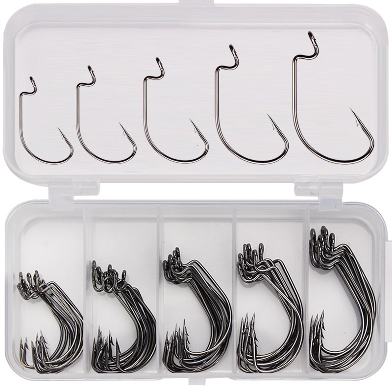 Fishing Hooks 320Pcs Barbless Carp Fishing Hooks Set Non barb Curve Shank Fishhook for Hair Bait Rigs Carp Fishing Tackle 230715