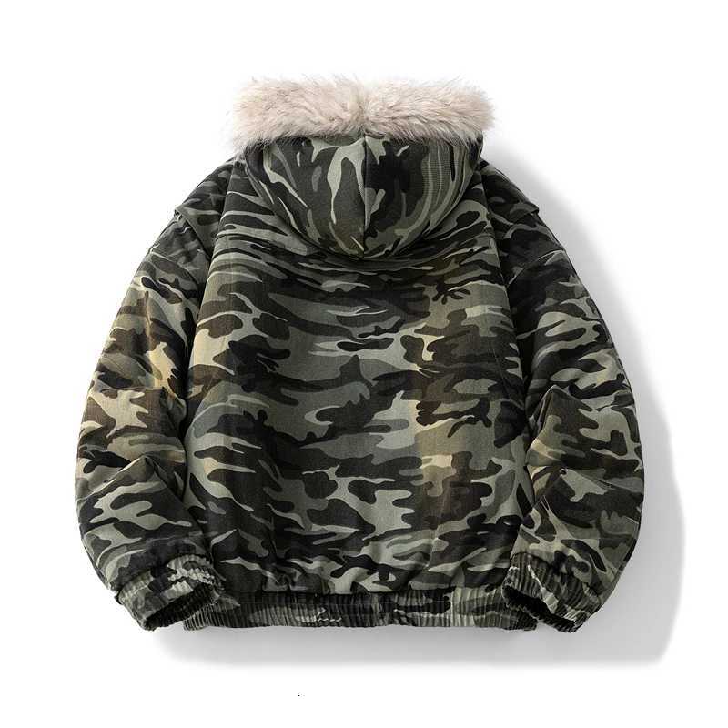 American Retro Plus Plush Collar Coat For Women Autumn And Winter New Loose Hooded Parka Cotton JacketT251201