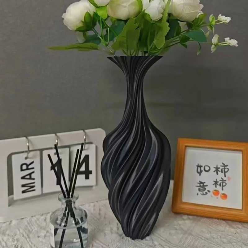 3D Printed Abstract Twist Vase 25cm Modern Nordic He Decor Artistic Flower Arrangement Centerpiece Scptural Decor he Y251201