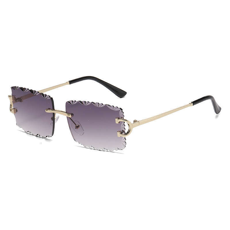 Designer Cross-Border New Sunglasses Metal Frame Tooth Pattern Lens Square Rimless Unisex Big Brand Flat Glasses