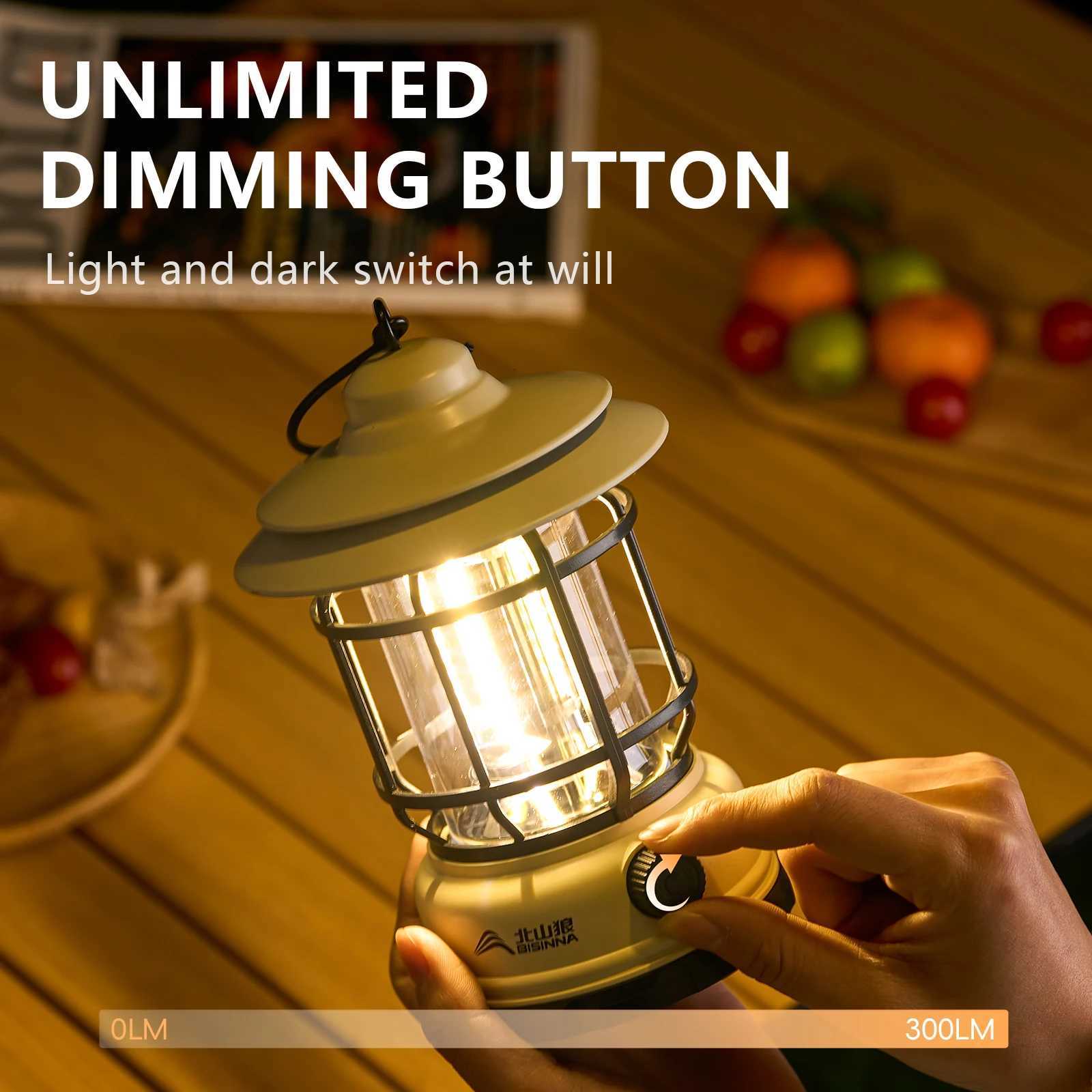 BISINNA Camping Lights Long Endurance Outdoor Tent Lights Rechargeable/Battery Waterproof Camping Lights Retro Atmosphere Lights M251201