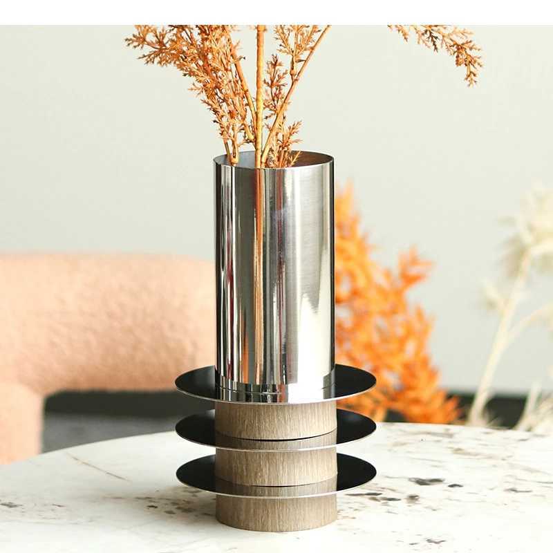 Metal Round Laminated Vase Geetric Arts and Crafts Decoration Floral Arrangement Accessories Flower He Y251201
