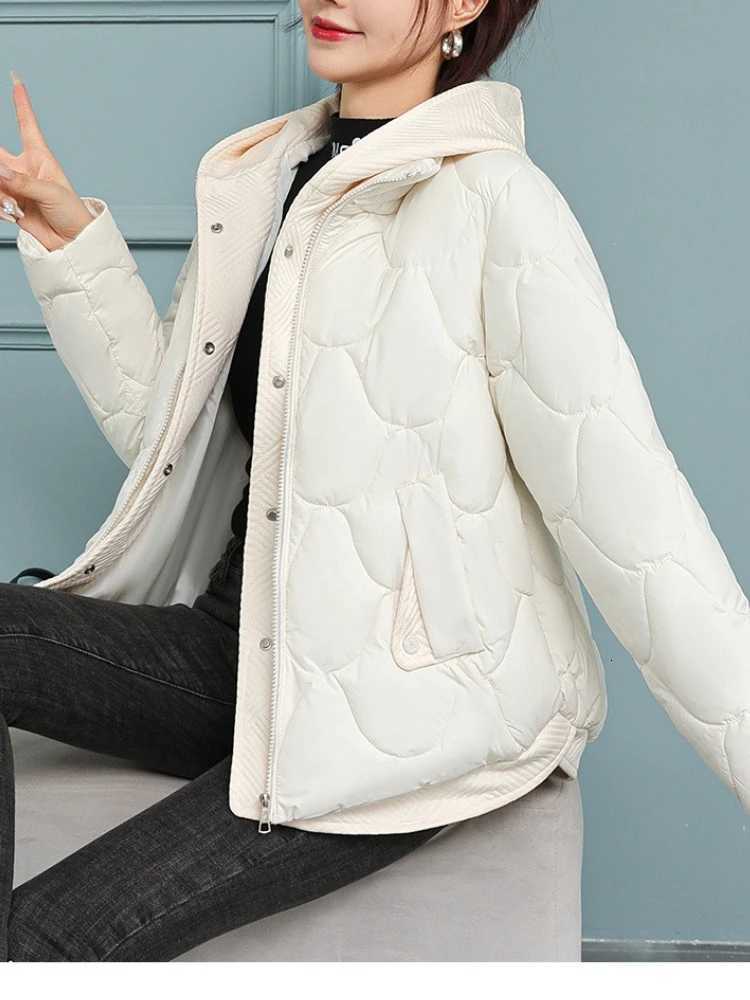 Hooded Parka Fake Two-Piece Down Cotton Clothes Womens New Short Corrugated Burr Thick Warm Cotton-Padded Jacket OutCoat LadyT251201