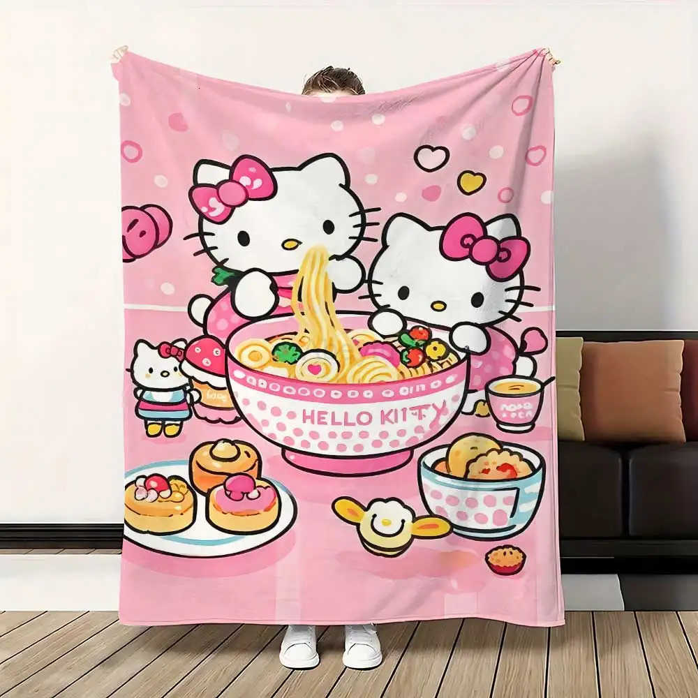 Sanrio Fluffy Soft Blankets for Winter Kawaii Cat Hellos Personalized Blanket School Microfiber Bedding Home Interior Bed Throw Sofa H251201