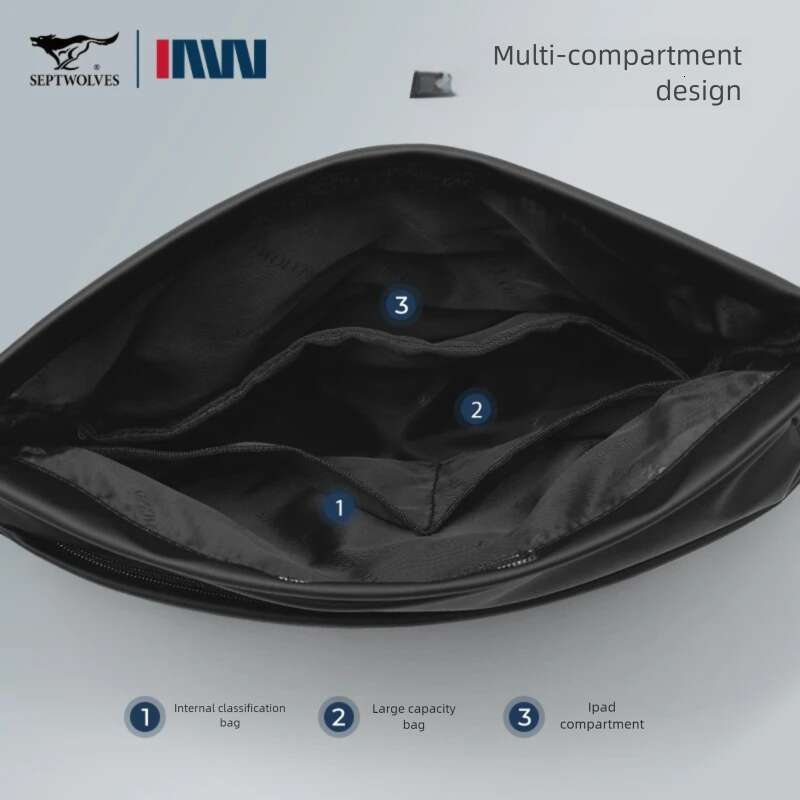 Famous Brand Luxury Bag Designer Septwolves Urban Fashion Magnetic Buckle Shoulder Men Black Waterproof Irregular Shape Sport Travel Crossbody Messeng