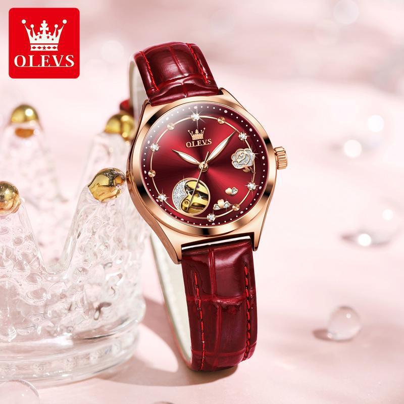 OLEVS Designer Luxury Watches Diamond Studded Hollow Out Mechanical Waterproof Women's Watch Business Men's Watch Free Shipping Wholesale