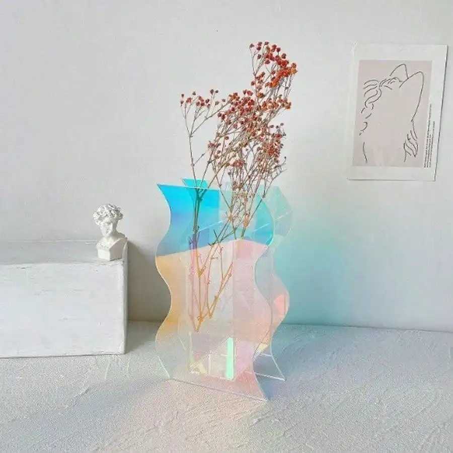 1pc Abstract Design Wave Vase He Decor Acrylic Vases Modern Art Living Ro Ornaments Table Decoration Y251201