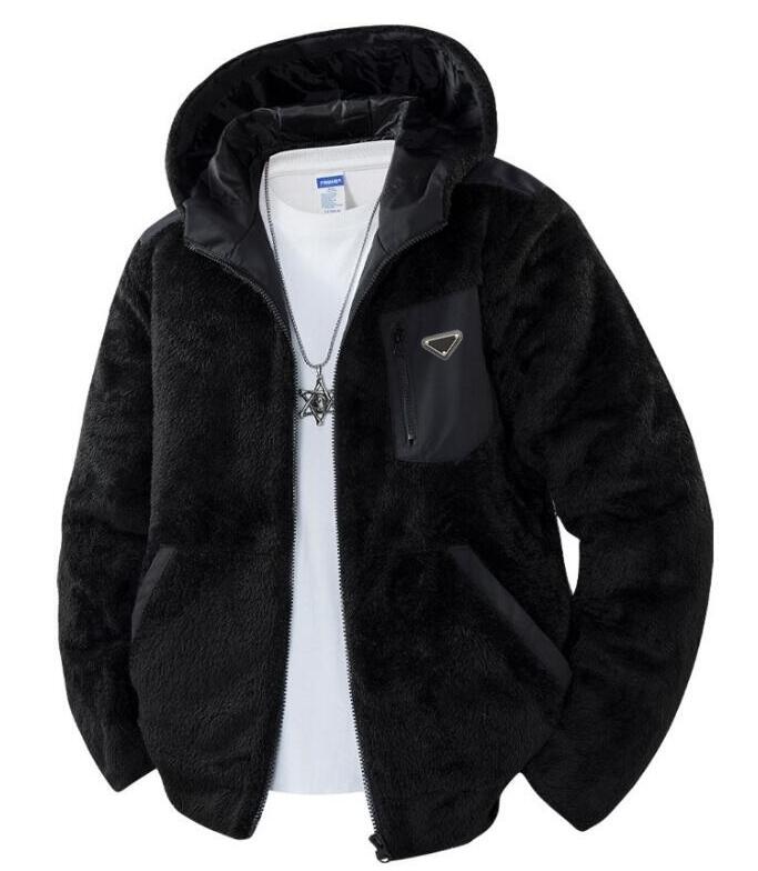 luxury lamb fleece jackets for men designer jacket mens winter coat zipper hooded solid outdoor coats RADA966