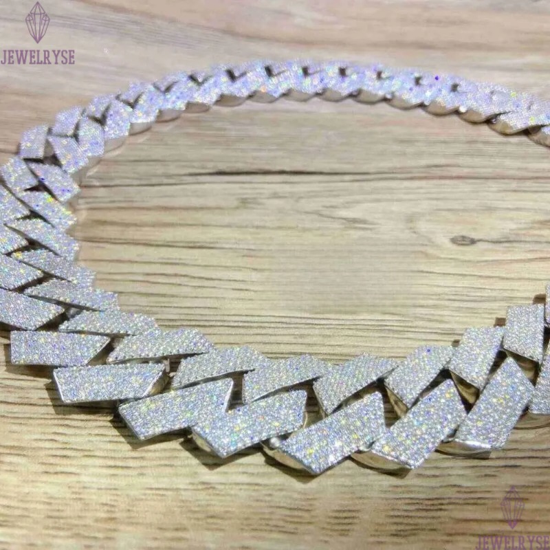 Designer Jewelry 30mm Width Big k Fully Flawless Moissanite Sier Iced Out Cuban Chain Mens Necklaces