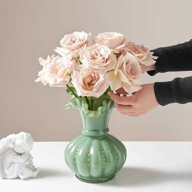 Nordic medieval vase high sense Fenton pumpkin high value flower arrangement decorative ornament style ins style Y251201