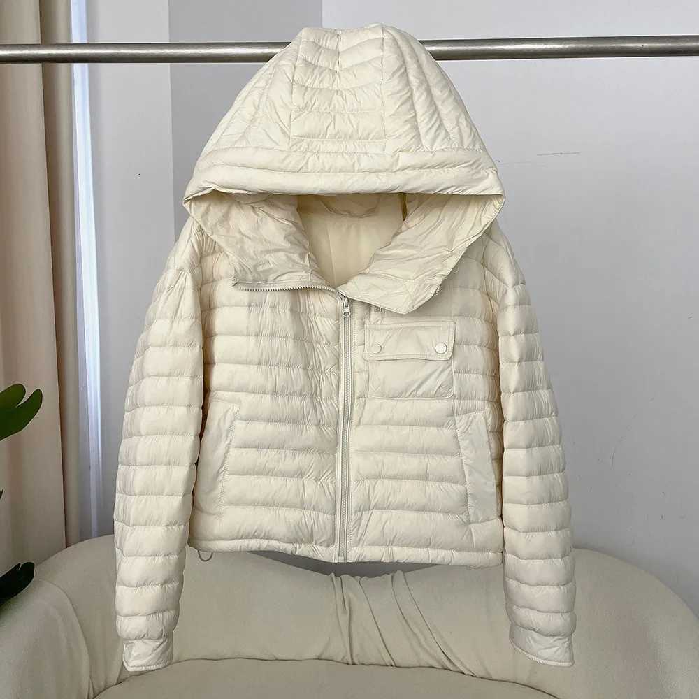 White Duck Down Jacket Women New Fashion Spring Autumn Light Down Coat Warm Puffer Jacket Casual European Clothing FemaleT251201