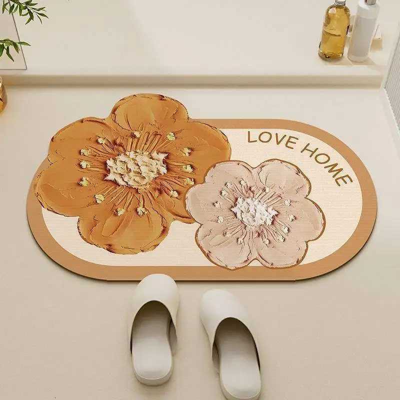 New Soft Diatite Mat Flower Diatoeous Earth Bath Mats Non-slip Bathro Tub Carpet Quick Dry Wen Ro Door Rug Absorbent H251129
