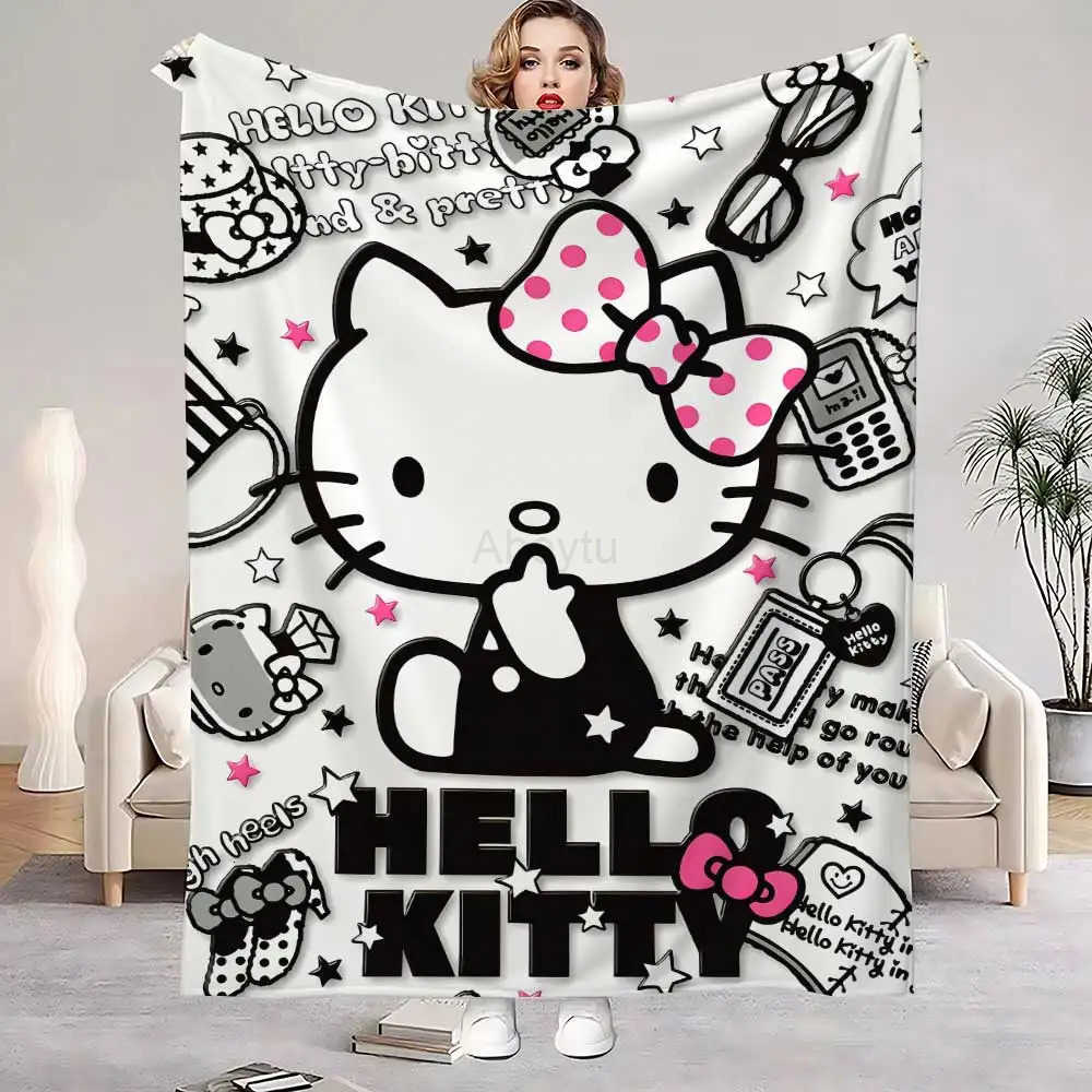 Sanrio Thermal Blankets for Bed Blanket 150cm X 200cm Kawaii Kitty Home and Decoration Luxury Bedding Fluffy Plaid Throw Knee Soft Nap H251201