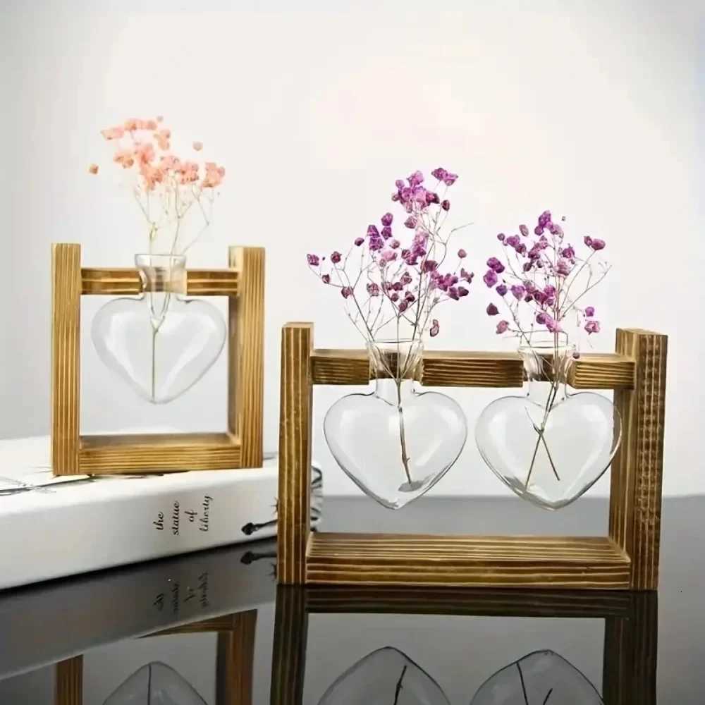 Tabletop Planter Propagation Station Hydroponic Plant Vase with Wooden Tray Flower Container for He Off Decoration Y251201