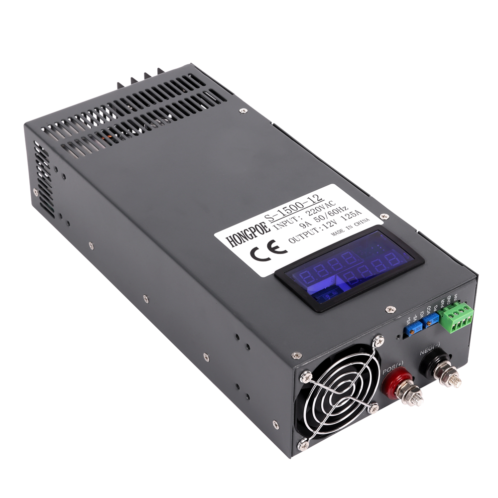 12V 125A digital display power supply, 0-12V adjustable AC-DC power transformer, power converter, suitable for LED light strips, displays, etc.
