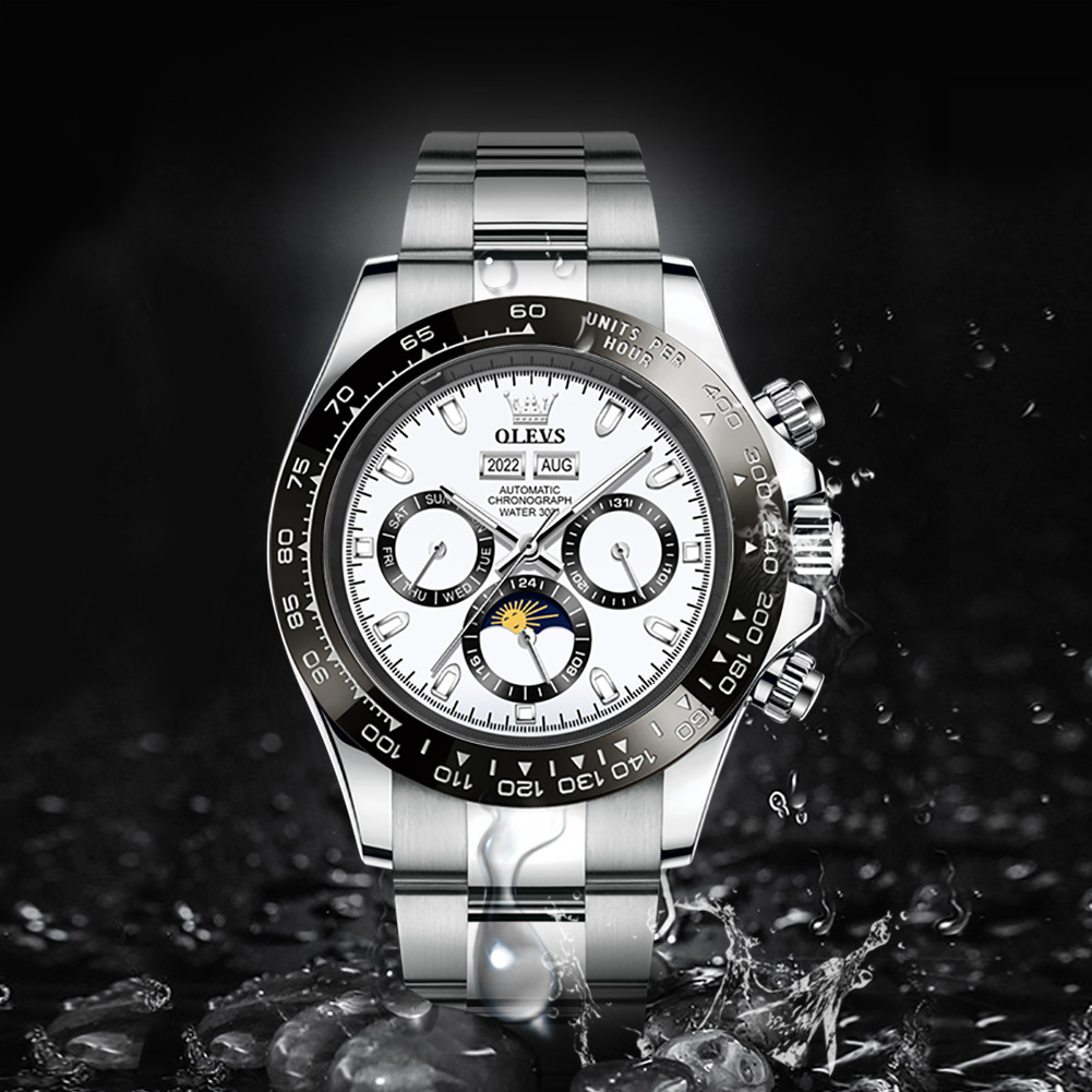 OLEVS Designer Luxury Men's Watch Fashion Sun Moon Night Light Waterproof Mechanical Watch Versatile Outdoor Sports Watch Free Shipping Wholesale