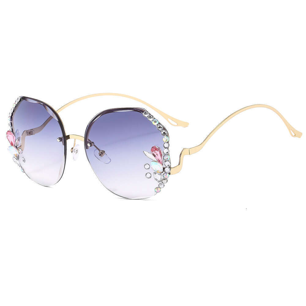 2024 New Style Personalized Diamond-Studded Sunglasses for Women, High-End Look, Face Slimming, UV Protection, Fashionable Sunshade Glasses