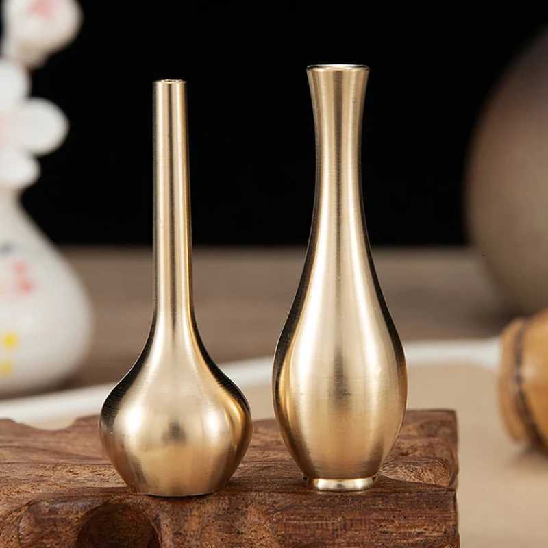 Nordic Mini e Copper Vase Plated Golden Flower He Decoration Living Ro Antique Scandinavian Vases Y251201