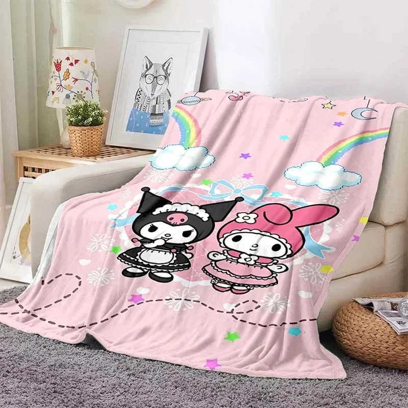 Sanrio Kuromi Printed Blanket Children Adult Blanket Soft and Warm Bedding for Bed Sofa Outdoor Travel Cover Blanket H251201