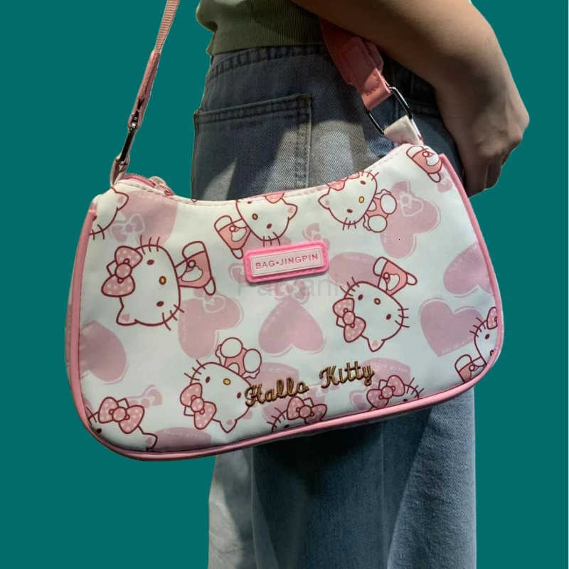 Sanrio Hello Kitty Underarm Bag for Women Y2K Kuromi Mymelody Messenger Tote Bag Cute Girls Shoulder Bag Purses Handbag H251201