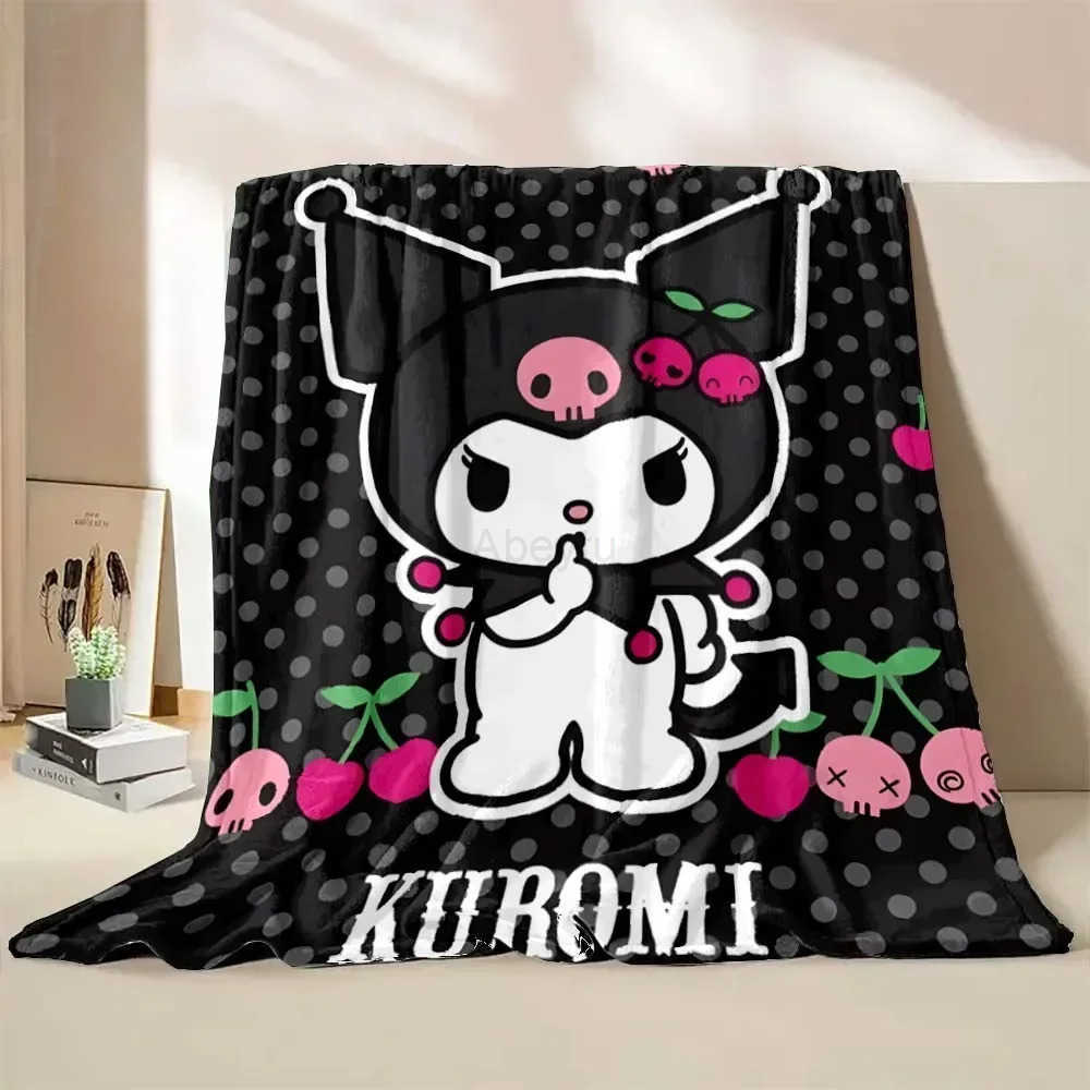 Sanrio Kuromi Flannel Blanket Children Soft Quilt Thicken Plush Nap Blanket Cartoon My Melody Sofa Blanket Child Adult Gift H251201