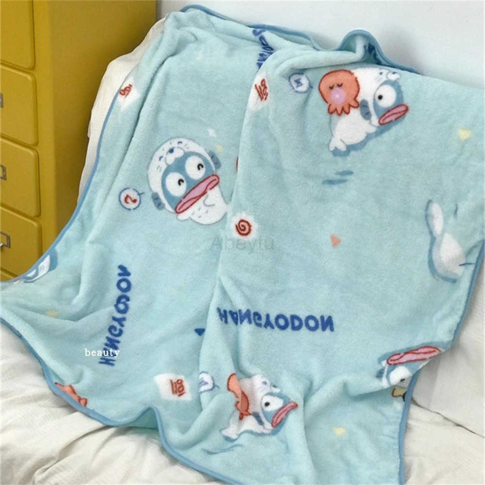 Sanrio Cute Hangyodon Blanket Lovely Anime Warm Flannel Blanket Pillowcase Pekkle Pochacco Blanket Bedspread Bedroom Sofa Bed Girl H251201