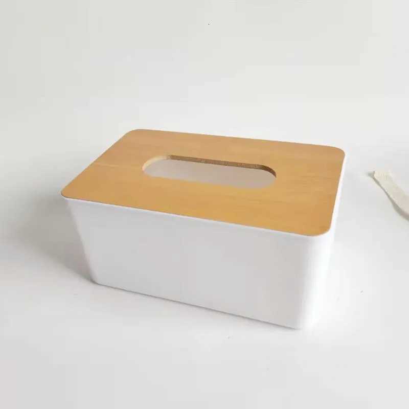 Minimalist Tissue Box Cover with Wooden Top Mti-Size PP Storage Organizer Dustproof for He Car Bathro Gift H251201