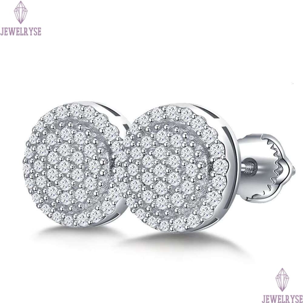 14k Solid Gold Round Brilliant Cut VVS Dia Sterling Sier Moissanite Stud Earrings for Women