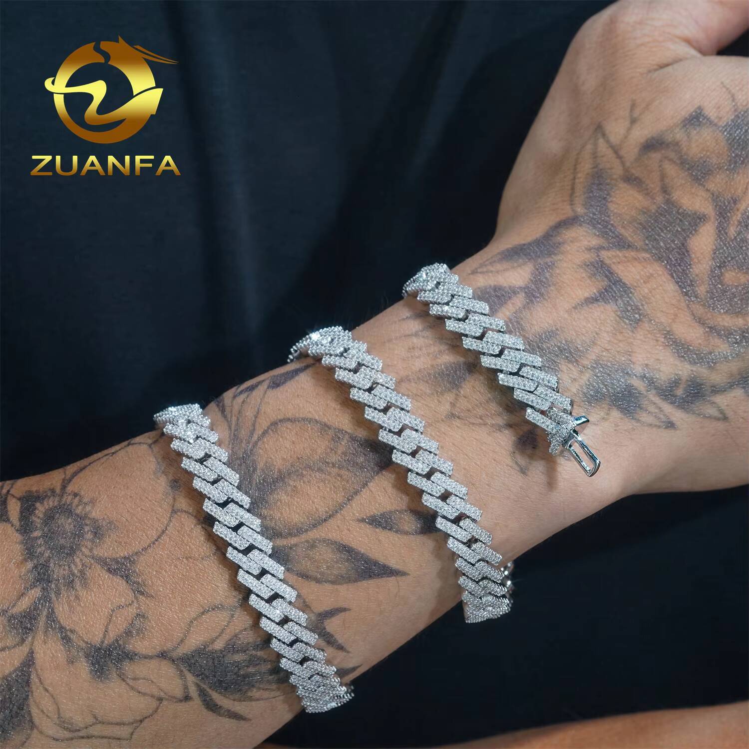 VVS 10mm Hip Hop Fine Jewelry Lab Diamond Men Necklace Sterling Silver Fully Moissanite Luxury Cuban Link Chain