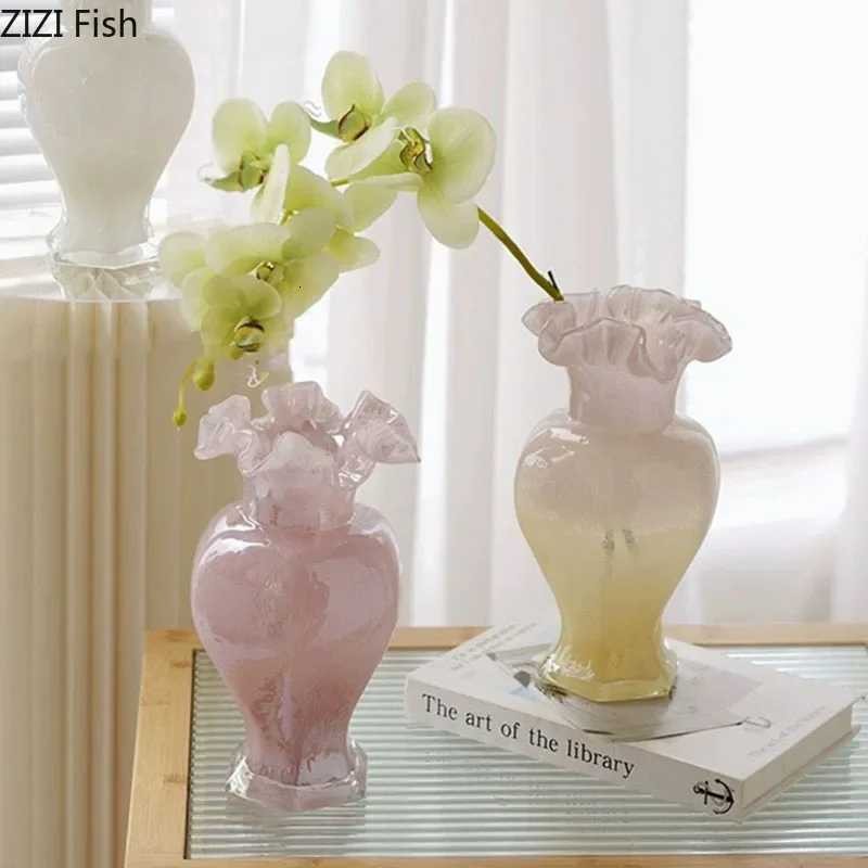 Gradient Color Vase Crafts Artificial Flowers Decorative Flower Arrangement Desk Decoration Floral Bottle Mouth Vases Y251201