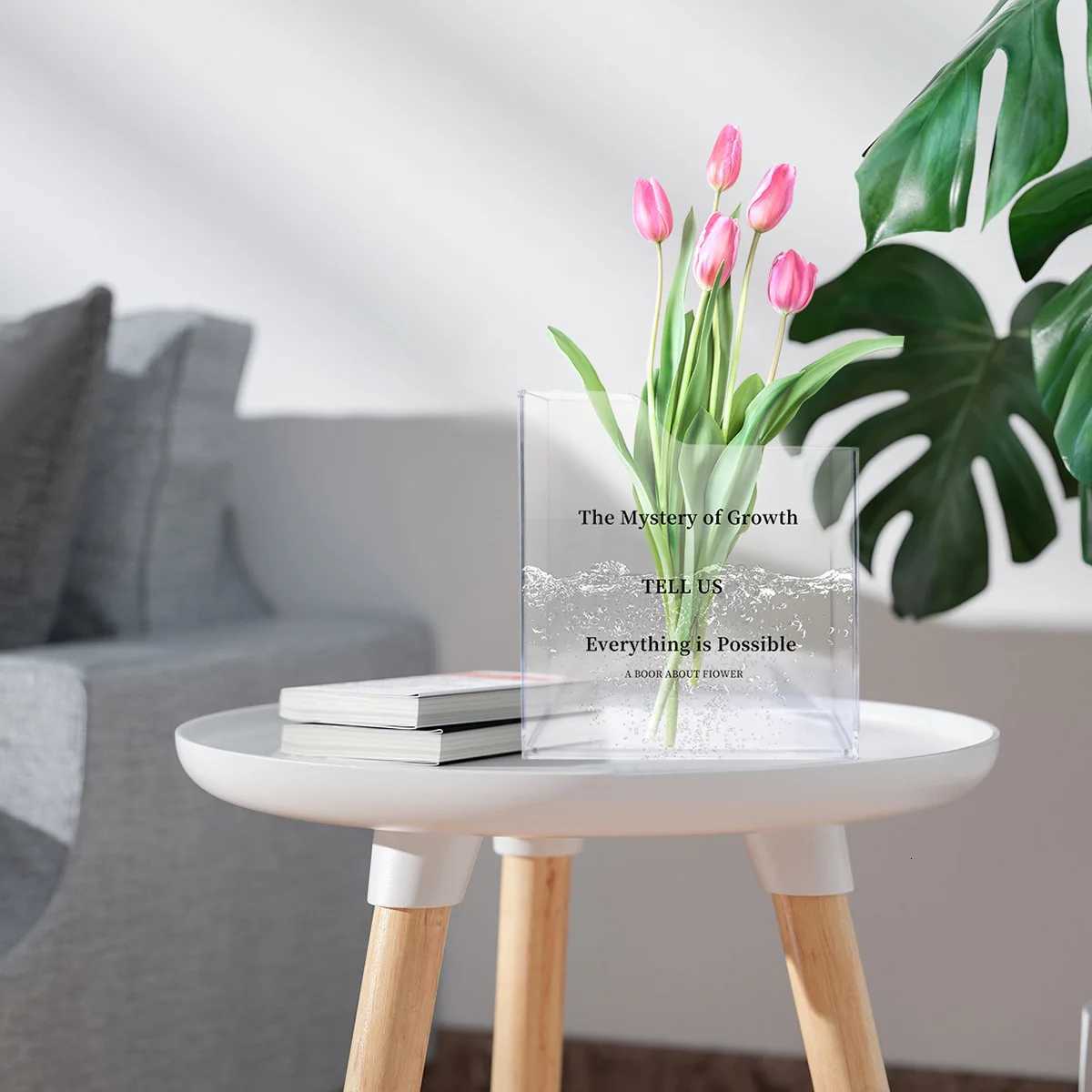 1pc - Book shaped vaseacrylic transparent book bottlecute vase bookshelf decoration aesthetic ro decoration for he/off Y251201